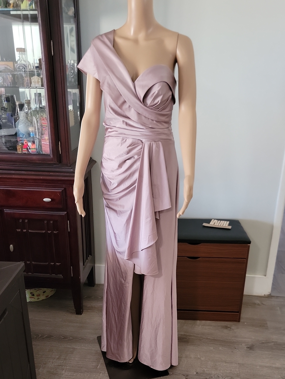 One-Shoulder Dusty Lavender Evening Gown